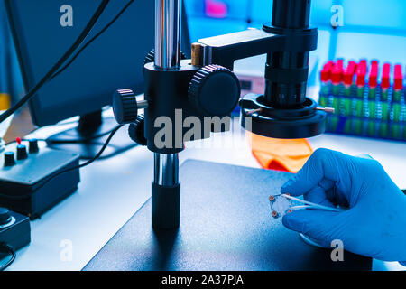 Design development Lab On Chip device in microfluidic lab Stock Photo