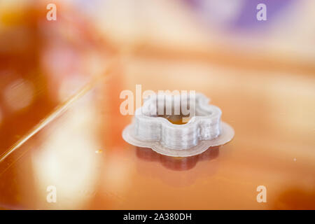 3D printed object on 3d printer bed Stock Photo