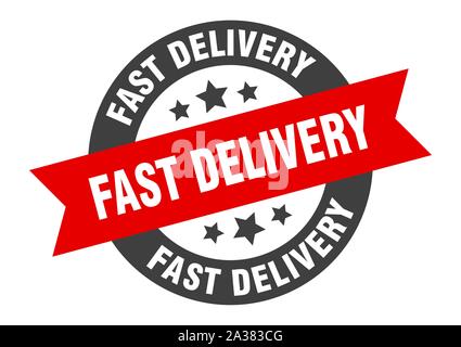 fast delivery sign. fast delivery black-red round ribbon sticker Stock Vector