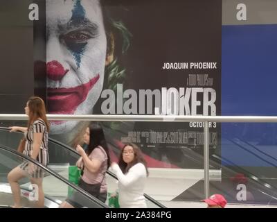 Quezon City, Philippines. 06th Oct, 2019. Some Joker viewers around the world posted on their social media account that they walk out from the film because of its brutally violent scenes. Some urge cinemas to ban the ultra-violent film saying it glamorizes gun crime and deals with mental health issues in a 'triggering' way. Joker film garnered accolades and won the Golden Lion at Venice International Film Festival last month. (Photo by Joseph Dacalanio/Pacific Press) Credit: Pacific Press Agency/Alamy Live News Stock Photo