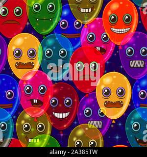 Monster Balloons, Seamless Stock Vector