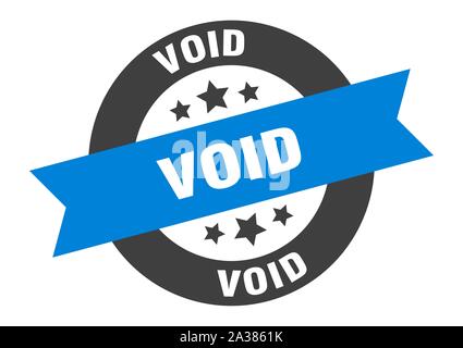 void sign. void blue-black round ribbon sticker Stock Vector
