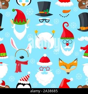 pattern with Christmas masks Stock Vector