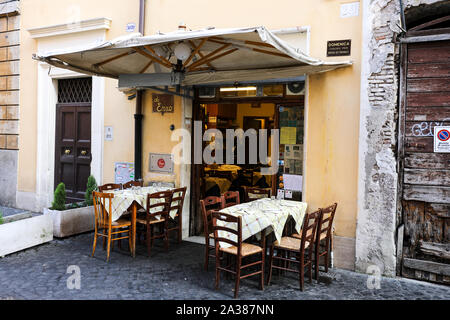 Trattoria da Enzo al 29, authentic Trastevere restaurant with traditional cuisine in Rome, Italy Stock Photo