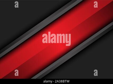 Abstract red banner slash on dark grey metallic design modern futuristic background vector illustration. Stock Vector