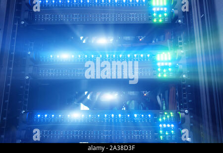 Supercomputer Datacener Server Rack. Technology and Business Stock Photo