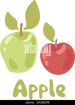 Red and green apples vector icon. Apples doodle symbol illustration. Fruit illustration for farm market menu. Healthy food design Stock Vector