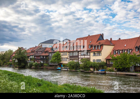 Historic fishermen's houses along the Regnitz river known as Little Venice (Klein-Venedig) in Bamberg, Bavaria, Germany, Europe. Bamberg is one of mos Stock Photo