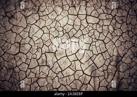 Close-up of Cracked Dirt In Riverbed, De-Na-Zin Wilderness, San Juan County, New Mexico, United States Stock Photo
