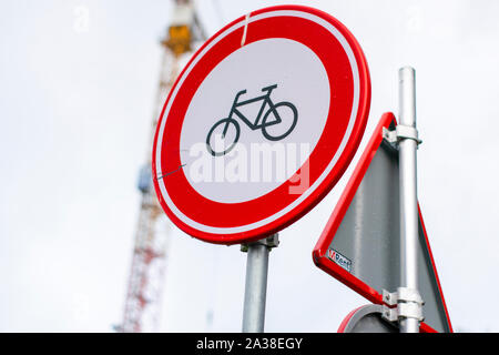 Dutch road sign: no access for bicycles Stock Photo
