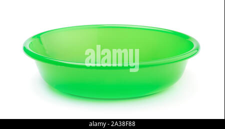 Green plastic plate isolated on white background Stock Photo