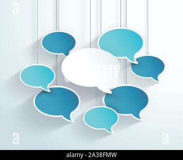 Speech Bubbles Hanging On Strings Colorful 3d Vector Stock Vector