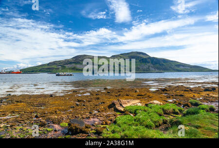 View of Holy Island from Arran Coastal Way, Isle of Arran, Scotland, United Kingdom Stock Photo