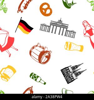 German seamless pattern. Germany national traditional symbols. Stock Vector