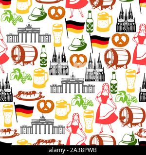 German seamless pattern. Germany national traditional symbols. Stock Vector