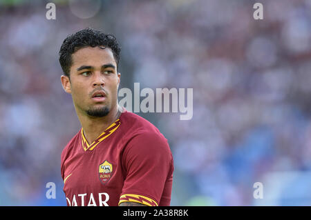 Roma, Italy. 06th Oct, 2019. Justin Kluivert of AS Roma during the Serie A match between Roma and Cagliari at Stadio Olimpico, Rome, Italy on 6 October 2019 Credit: Giuseppe Maffia/Alamy Live News Stock Photo