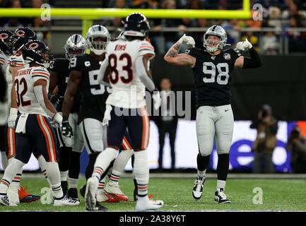 February 6, 2022: Las Vegas Raiders defensive end Maxx Crosby (98)  celebrates his sack during the NFL Pro Bowl game at Allegiant Stadium in  Las Vegas, Nevada. Darren Lee/(Photo by Darren Lee/CSM/Sipa