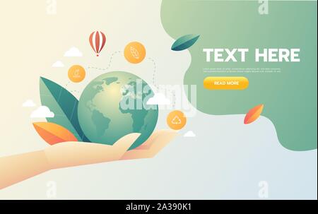 ECO Business Friendly Save Nature. Ecology design concept with Recycle symbol and flat icon. Vector illustration. Stock Vector