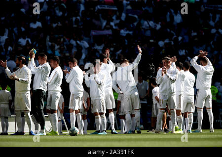 Madrid, Spain. 05th Oct, 2019. Madrid, Spain; 05/10/2019.- Real Madrid playersSoccer of La Liga spanish match 09, Real Madrid vs Granada held at the Santiago Bernabeu in Madrid. Credit: Juan Carlos Rojas/Pictures Alliance | usage worldwide/dpa/Alamy Live News Stock Photo