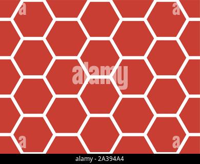 Vector seamless geometric pattern. Shaped white hexagons on red background. Stock Vector