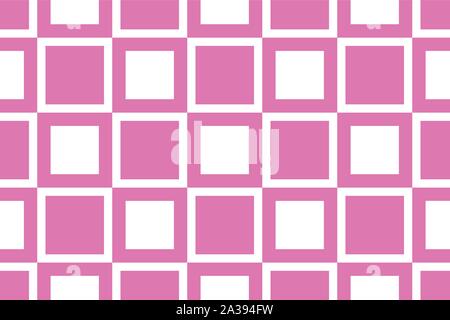 Vector seamless geometric pattern. Shaped squares in pink and white colors. Stock Vector