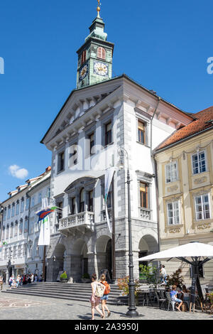 The Town Hall, Town Square, Mestni trg, Old Town, Ljubljana, Slovenia Stock Photo