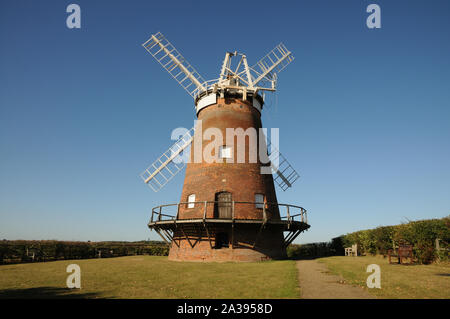 John Webb’s Windmill, Thaxted, Essex, was built in 1804.  The mill was worked here for over 100 years.  Now fully restored it houses a rural museum. Stock Photo