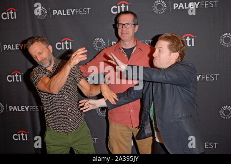 NEW YORK, NY - OCTOBER 05: Breckin Meyer, Matthew Senreich and Seth Green attend 'Robot Chicken' - PaleyFest New York 2019 at The Paley Center for Med Stock Photo