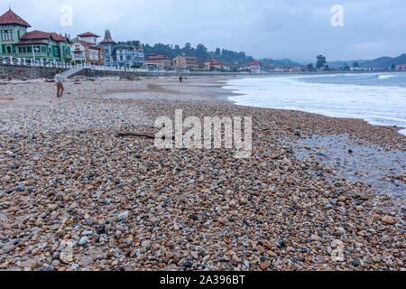 Pebble Playa De Santa Marina, Ribadesella, Asturias, Spain Stock Photo