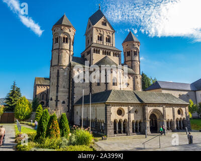 Maria Laach Abbey, a Benedictine abbey on the southwestern shore of the Laacher See, Lake Laach near Andernach, Eifel region, Rhineland-Palatinate Ger