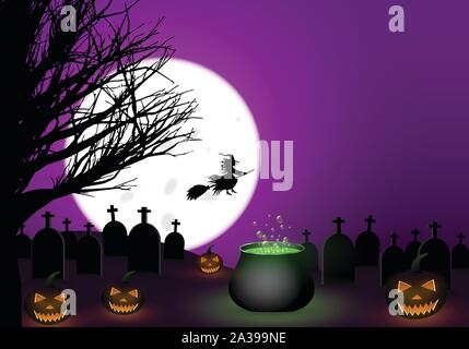 Scary halloween background with spooky decoration. Stock Vector