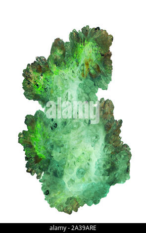 green crystal mineral on white Stock Photo