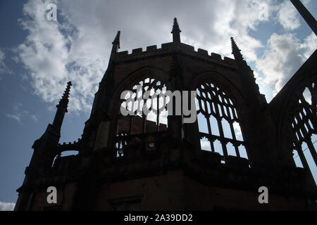 Part of the ruins of the bombed old Coventry Cathedral (St. Michael's Cathedral), Warwickshire Stock Photo