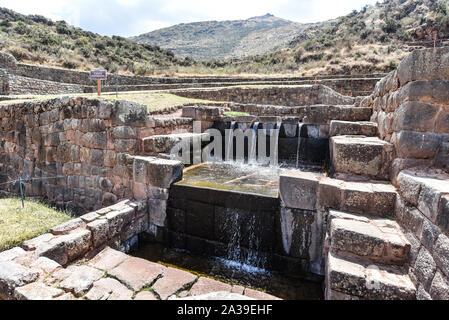 Inca water channels and fountains at the Tipon archaeological site ...