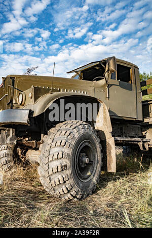 Soviet heavy utility truck KrAZ-255 6x6. Military Vehicles Rally 'Operation Tempest' in Trzebinia, Poland Stock Photo