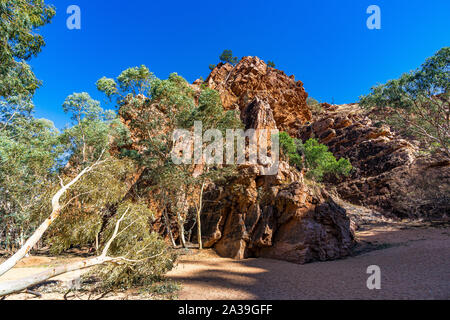 Emily Gap is a natural break within the East MacDonnell Ranges, in the Northern Territory, Australia Stock Photo