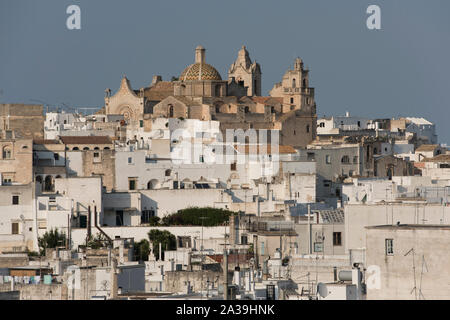 View of the old hilltop Town of Ostuni, known as the White City (Citta Bianca), Apulia, Italy. Stock Photo