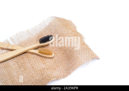 Bamboo tooth brush on white background Stock Photo
