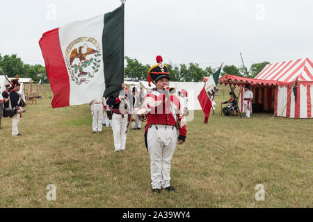 Scene from the Mexican encampment at the annual Battle of San Jacinto Festival and Battle Reenactment, a living-history retelling and demonstration of the historic Battle of San Jacinto in La Porte, Texas Stock Photo