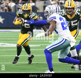 Arlington, United States. 06th Oct, 2019. Green Bay Packers Tra Carson rushes against the Dallas Cowboys during their NFL game AT&T Stadium in Arlington, Texas on Sunday, October 6, 2019. Photo by Ian Halperin/UPI Credit: UPI/Alamy Live News Stock Photo