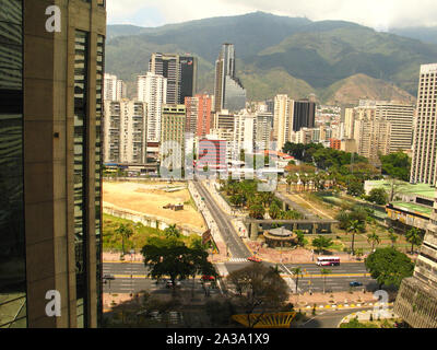 Caracas skyline view from Central Park complex with Avila mountain Stock Photo
