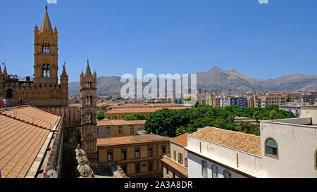 View of Palermo from the rooftop of the Palermo Cathedral, Palermo, Sicily, Italy. Stock Photo