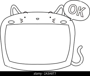 This is a illustration of Cute Cat whiteboard Stock Vector