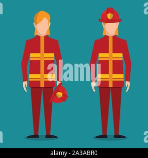 woman firefighter vector illustration in flat style Stock Vector