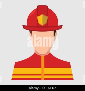 man firefighter avatar vector illustration in flat style Stock Vector