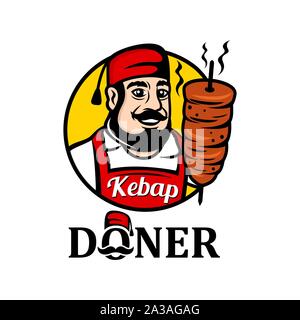 mascot seller of Turkish food. Doner kebab. Stock Vector