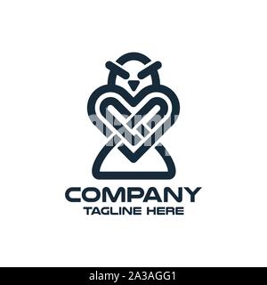 Modern simple owl from the line logo. Vector illustration. Stock Vector