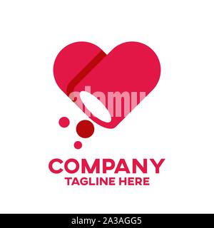 Modern heart capsule and pharmacy logo Stock Vector