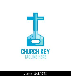 Modern key and church logo Stock Vector