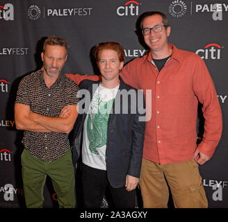 New York, United States. 05th Oct, 2019. Breckin Meyer, Seth Green and Matthew Senreich attend the Robot Chicken, PaleyFest New York 2019 at The Paley Center for Media in New York City. Credit: SOPA Images Limited/Alamy Live News Stock Photo